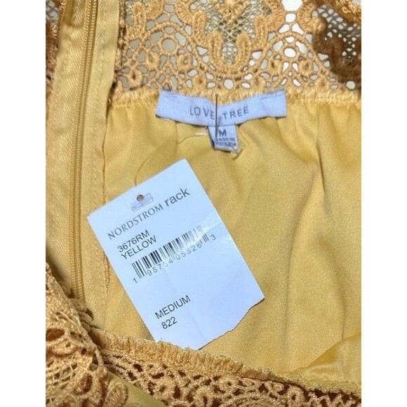 Love Tree Yellow Lace Babydoll Top M NWT Halter Tie Cottagecore Fairycore Boho - Picture 4 of 4